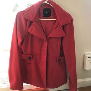 Classic Wool Blend Red Pea Coat